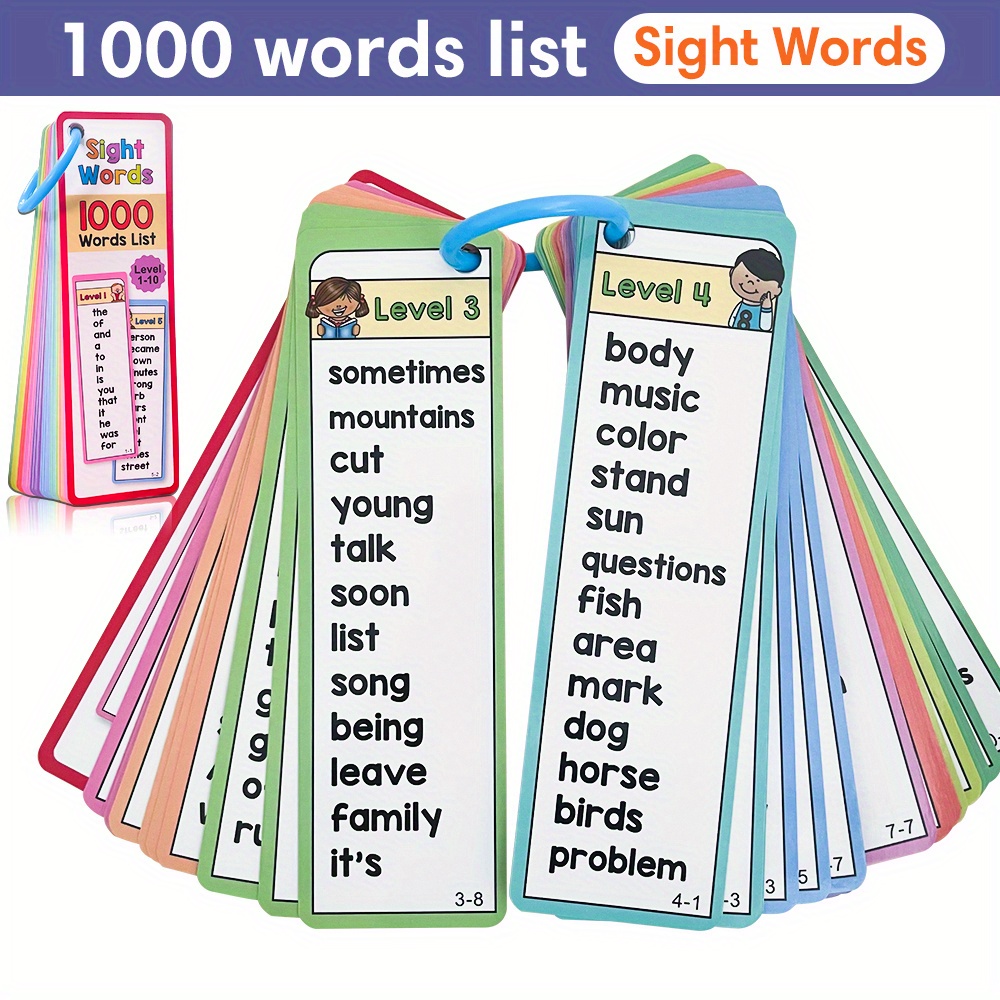 Kids Education Age - 1000 Sight Words แฟลชการ์ดสําหรับเด็กอายุ 6-10 สนุกการเรียนรู้กิจกรรมการ์ดสองด้าน