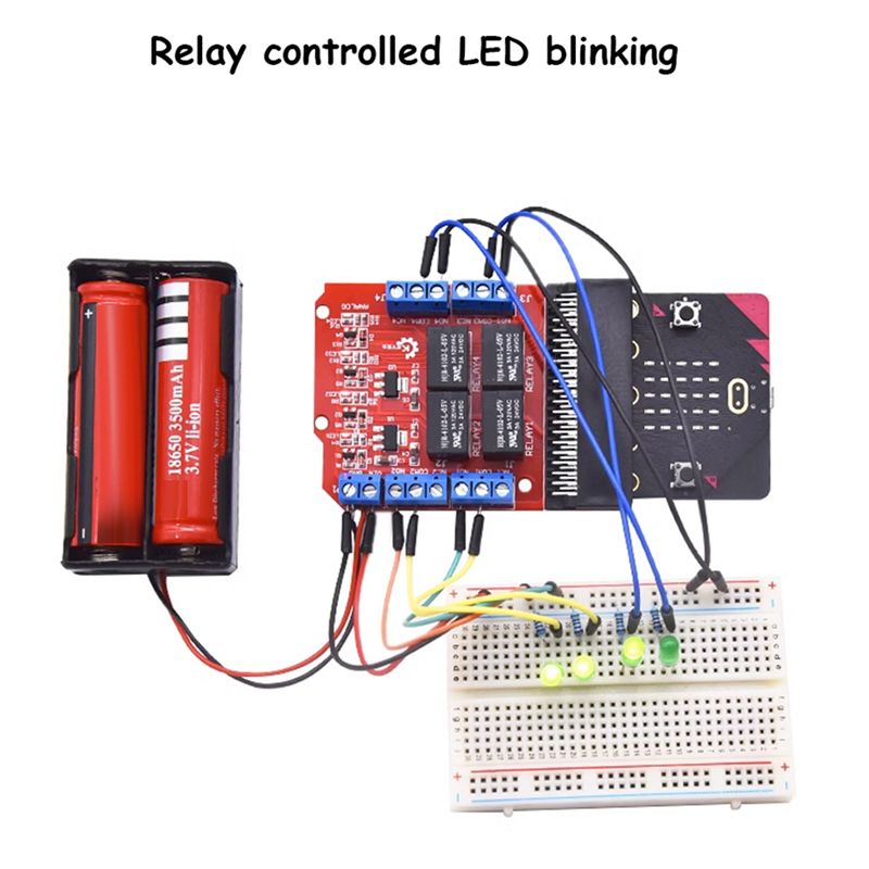 Kids Education Program - โมดูลรีเลย์ 4 ช่อง A64I Microbit Shield