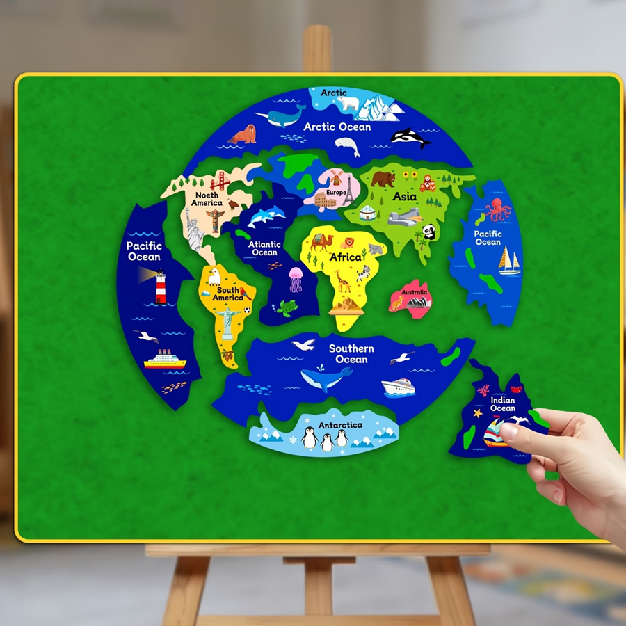 แผนที่โลกสำหรับเด็กแบบต่อผ้าสั - Kids Education World บทวิจารณ์และราคา
